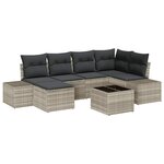 vidaXL Ensemble de canapé de jardin 7 Pièces Gris clair 264 x 154 x 85 cm