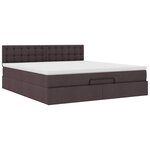 vidaXL Lit ottoman avec matelas et LED Marron foncé 180x200 cm tissu