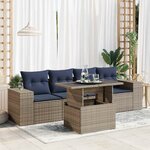 vidaXL Salon de jardin 5 Pièces avec coussins gris résine tressée acacia