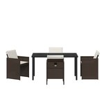 vidaXL Ensemble de salle à manger de jardin 5 pièces avec coussins en poly rattan marron
