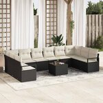 vidaXL Ensemble de canapé de jardin avec coussin 11 Pièces Marron  Crème