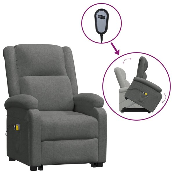 vidaXL Fauteuil de massage inclinable Gris foncé Tissu