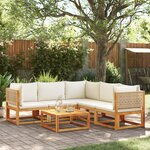 vidaXL Salon de jardin avec coussins 6 Pièces bois d'acacia solide