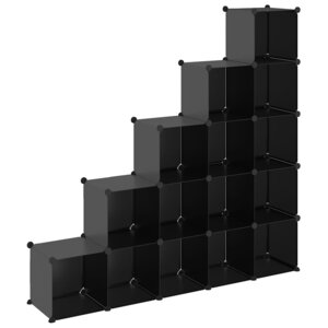 vidaXL Cubes de rangement 15 Pièces Noir PP