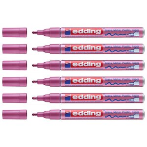 Marqueur Peinture Brillante 751 Rose Métallisé Pointe Fine 1-2 mm x 6 EDDING