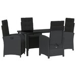vidaXL Ensemble de salle à manger de jardin de 5 pièces avec coussins en poly rotin noir