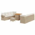 vidaXL Ensemble de canapé de jardin 11 Pièces Beige Poly rotin