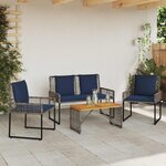 vidaXL Ensemble de meubles d'extérieur avec coussin acier