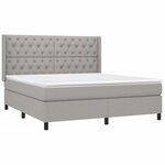 vidaXL Sommier à lattes de lit matelas LED Gris clair 160x200 cm Tissu