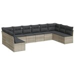 vidaXL Salon de jardin avec coussins 10 Pièces gris clair résine tressée