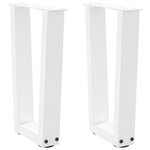 vidaXL Pieds de table basse en forme de V  2 pièces  blanc  38 x (42-43 3) cm  acier