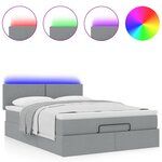 vidaXL Lit ottoman avec matelas et LED gris clair 140x190 cm tissu