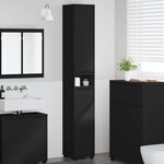 vidaXL Cabinet de salle de bain avec étagère Noir 30 5 x 30 x 195 cm