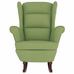 vidaXL Fauteuil à bascule à oreilles en velours vert clair bois massif