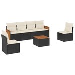 vidaXL Salon de jardin 7 Pièces avec coussins noir résine tressée
