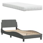 vidaXL Lit avec matelas gris foncé 80x200 cm tissu