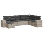vidaXL Salon de jardin 8 Pièces avec coussins gris clair résine tressée