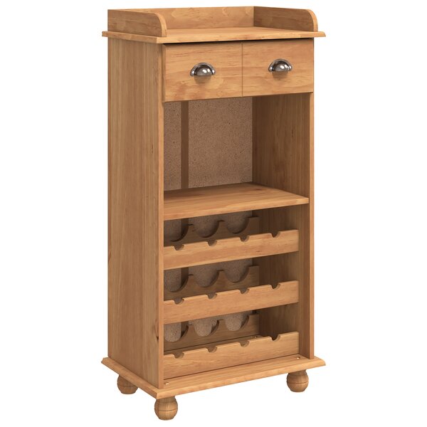 vidaXL Vitrine à vin ASKIM avec 12 porte-bouteilles en bois massif de pin marron miel