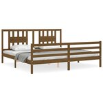vidaXL Cadre de lit avec tête de lit marron miel 200x200cm bois massif