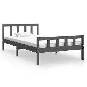 vidaXL Cadre de lit sans matelas gris bois massif 100x200 cm