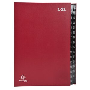 Trieur Rigide Economique Ordonator 32 Compartiments Numériques - 24x34cm - Rouge - X 6 - Exacompta