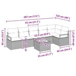 vidaXL Ensemble de Jardin 7 Pièces avec Coussins en Poly Rotin Marron