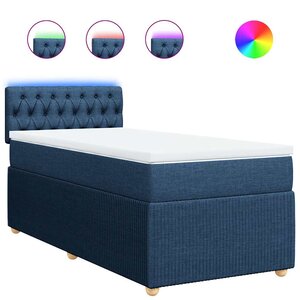 vidaXL Sommier à lattes de lit avec matelas Bleu 90x190 cm Tissu