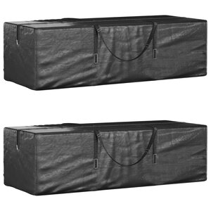 vidaXL Sacs de rangement pour coussins de jardin 2 Pièces noir