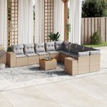 vidaXL Salon de jardin 11 Pièces avec coussins beige résine tressée