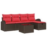 vidaXL Ensemble de canapé de jardin 6 Pièces Marron polyrotin
