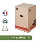 Pack and Move - Lot 20 Cartons Déménagement Premium - 40 X 40 X 60 Cm - Résistance 30 KG - Double Épaisseur - Poignées Renforcées - 1 Adhésif Offert