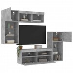 vidaXL Unités murales TV avec LED 5 Pièces gris béton bois d'ingénierie