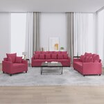 vidaXL Ensemble de canapés 3 Pièces avec coussins Rouge bordeaux Velours