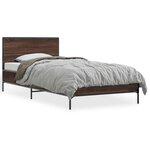 vidaXL Cadre de lit chêne marron 90x200 cm bois d'ingénierie et métal