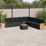 vidaXL Salon de jardin 10 Pièces avec coussins noir résine tressée