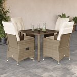 vidaXL Ensemble à manger de jardin avec coussins 5Pièces Beige poly rotin