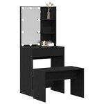vidaXL Ensemble de table de maquillage LED 2 Pièces Chêne noir