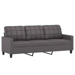 vidaXL Ensemble de canapés 3 Pièces avec coussins gris similicuir