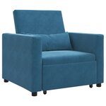 vidaXL Fauteuil Convertible bleu velours 3-en-1