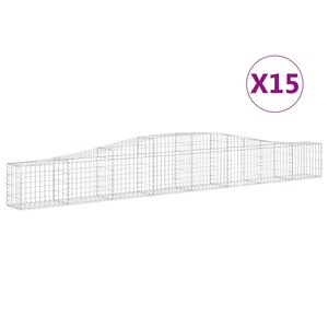 vidaXL Paniers à gabions arqués 15 Pièces 400x30x40/60 cm Fer galvanisé