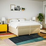 vidaXL Sommier à lattes de lit avec matelas Crème 200x200 cm Tissu