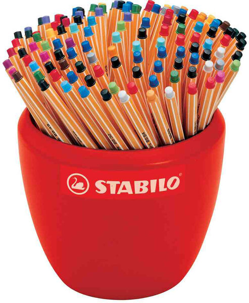 Pot céramique de 150 Stylo-Feutre POINT 88 Pointe Fine 0 4 mm assorties STABILO