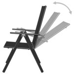 vidaXL Chaises pliables de jardin lot de 4 Aluminium et textilène Noir