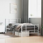 vidaXL Cadre de lit métal sans matelas et pied de lit blanc 100x200 cm