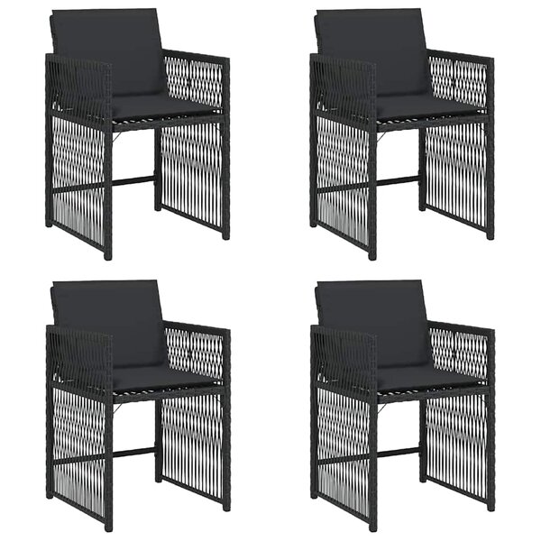vidaXL Chaises de jardin lot de 4 avec coussins noir résine tressée