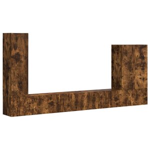 vidaXL Ensemble de meuble TV mural Montage mural 6 Pièces Chêne fumé