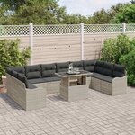 vidaXL Ensemble de canapé de jardin 11 Pièces Gris clair Poly rotin