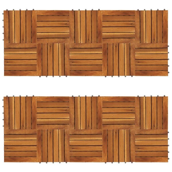 vidaXL Tuiles de terrasse modèle vertical 30 x 30 cm acacia 20 Pièces