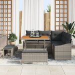 Ensemble de Canapé de Jardin 8 Pièces avec Coussins Gris Poly Rattan Acacia