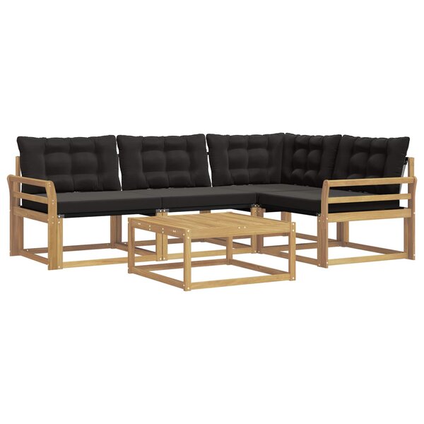 vidaXL Ensemble de canapés d'extérieur 5 pc Blanc et noir